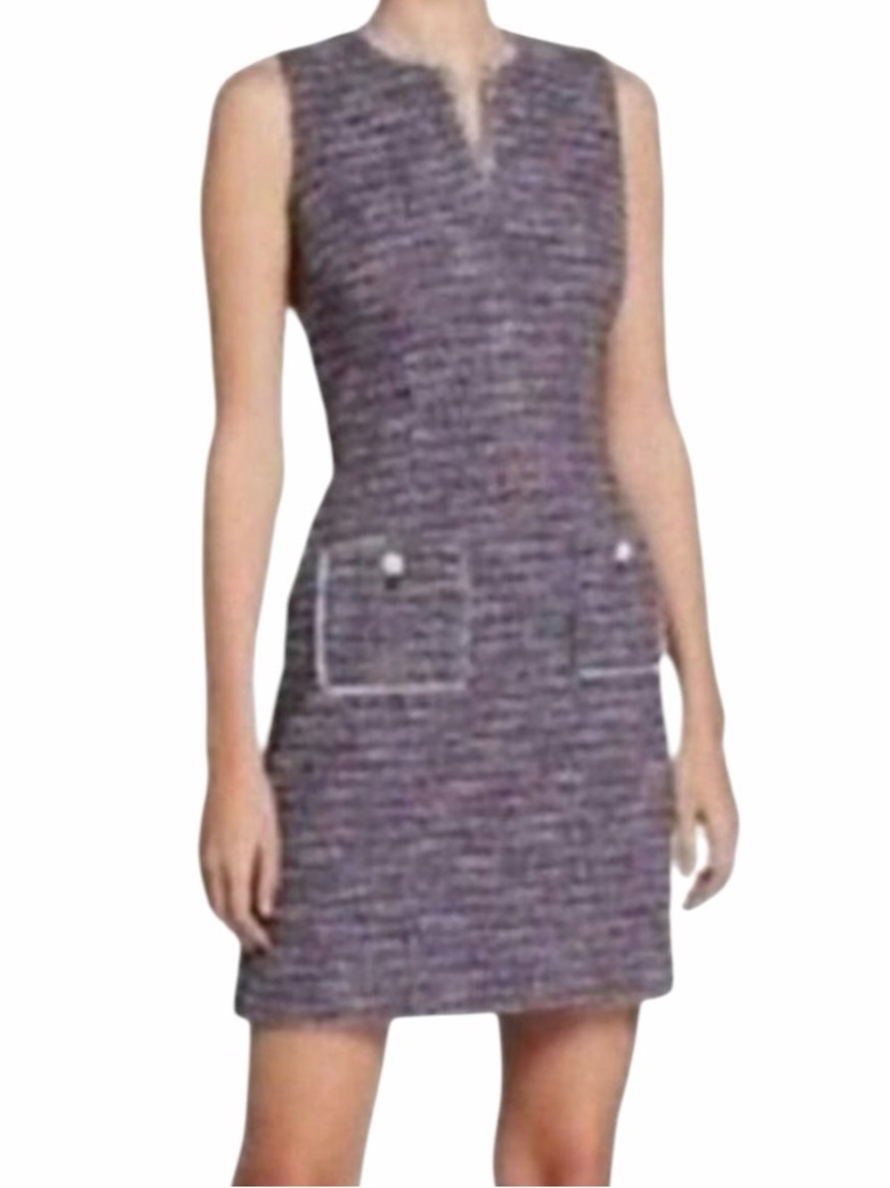 Karl Lagerfeld Paris Purple/Black Tweed "Camilo" Sleeveless Sheath Dress 4